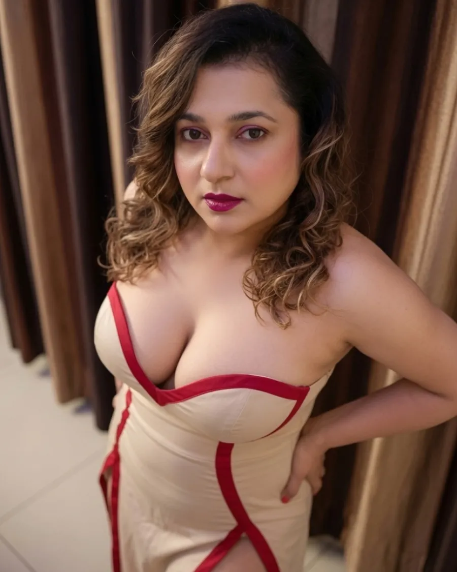 Drishti, an escort in Bandra, 25, nose ring and half-tied hair, jacket over a crop top, standing in a low-lit hotel room with her phone connected to a speaker.