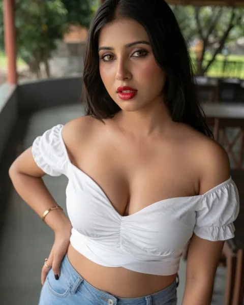 Naina, an escort in Powai, 25, damp hair and a loose dress, standing at a high hotel window with the lake lights behind her.